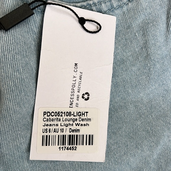 NEW PRINCESS POLLY Cabarita Lounge Denim Light Wash sz 6 - Picture 4 of 5